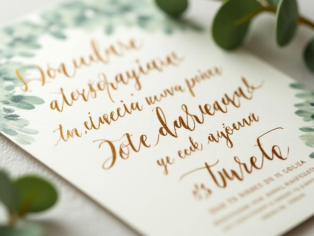 Invitación de boda caligráfica elegante y floral