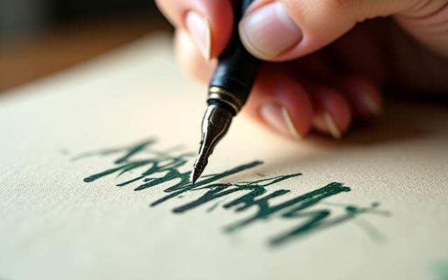 Muestra de caligrafía personalizada con pluma y tinta